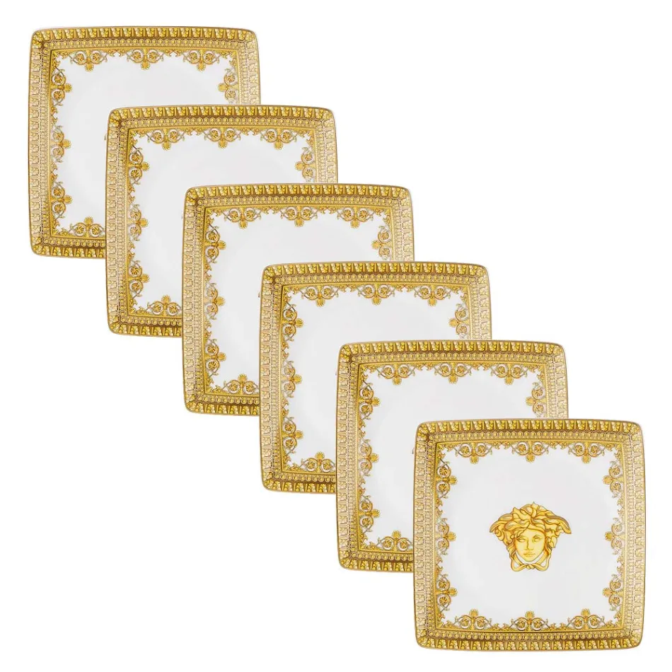 Rosenthal Versace I Love Baroque 6 platta fyrkantiga porslinsskålar - barock Viadurini