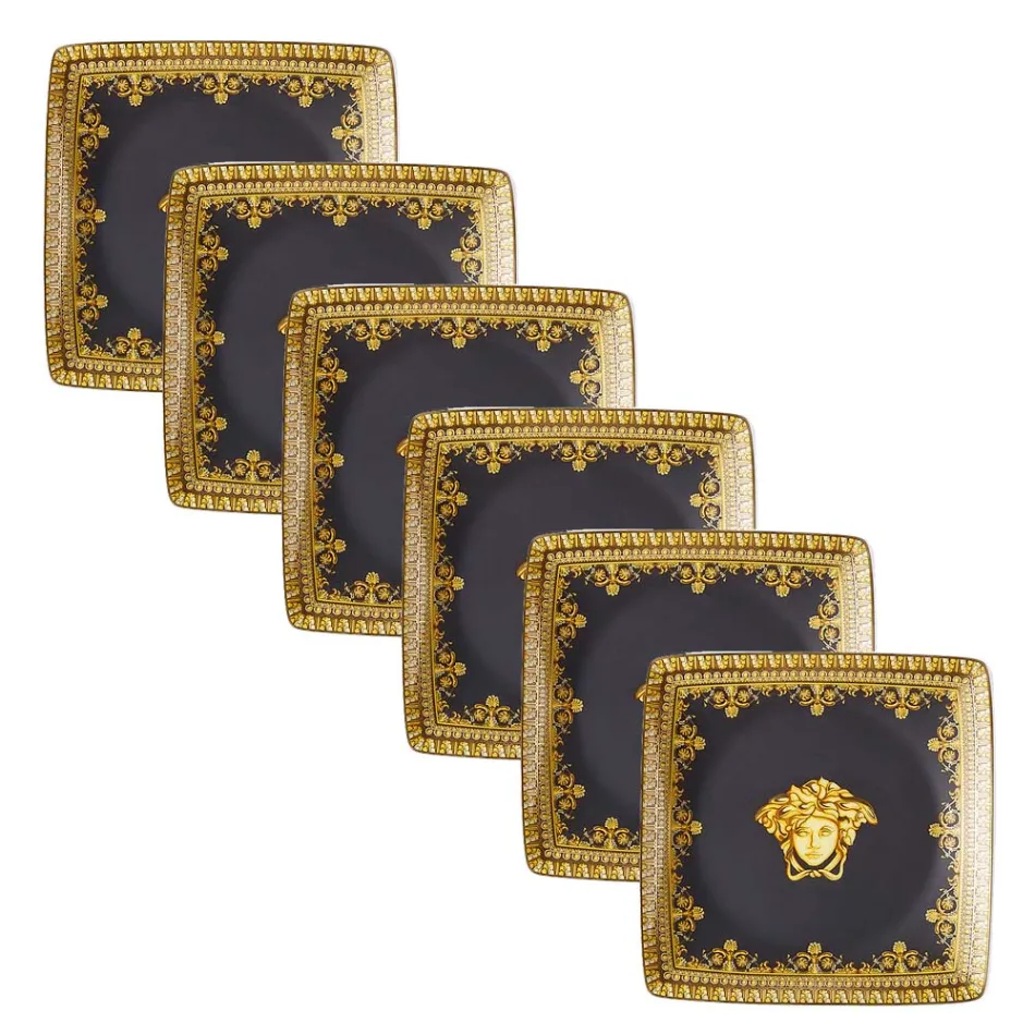 Rosenthal Versace I Love Baroque 6 platta fyrkantiga porslinsskålar - barock Viadurini