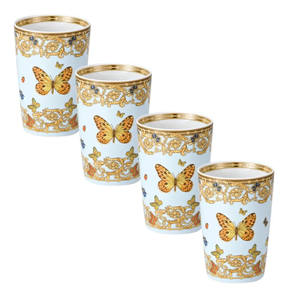 Rosenthal Versace Le Jardin 4 glasögon utan handtag med naturliga inslag - Medusa Viadurini