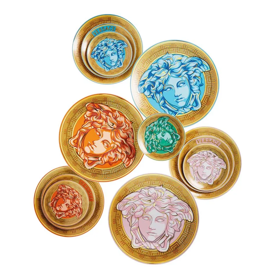 Rosenthal Versace Medusa Amplified 4 middagstallrikar Diameter 17 cm - Medusaamplifield Viadurini