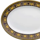 Rosenthal Versace Medusa Blue Oval maträtt 40cm Porslin Design Viadurini
