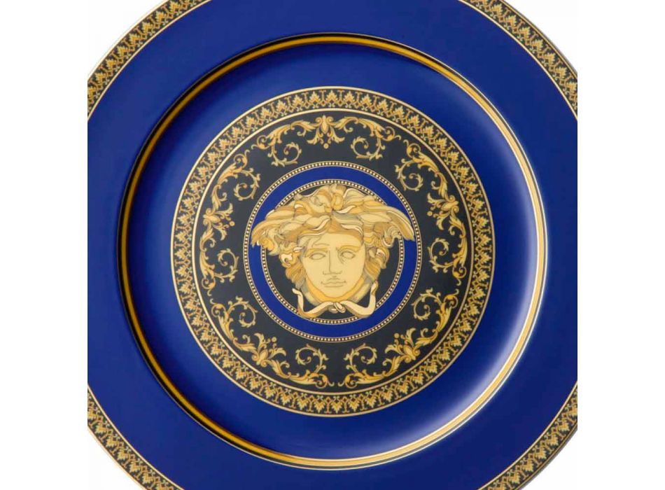 Rosenthal Versace Medusa Blue platshållare Plate porslin konstruktion Viadurini