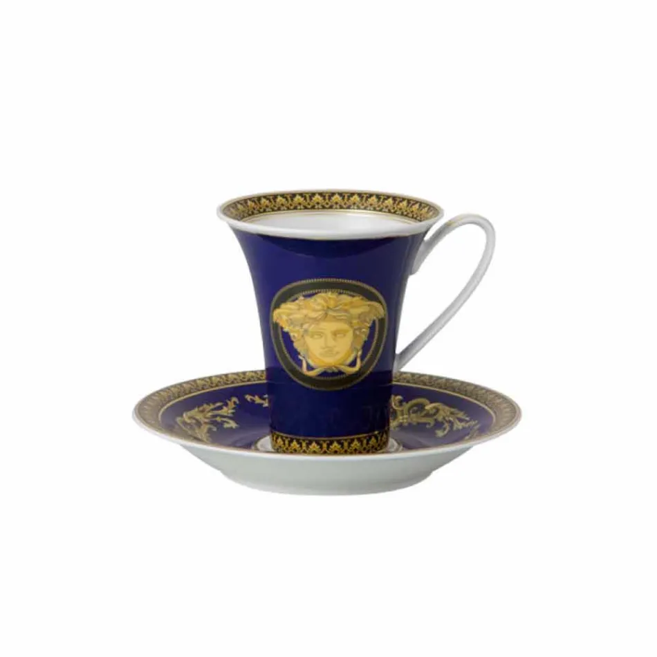 Rosenthal Versace Medusa Blue Cup hög Porslin Design Coffee Viadurini