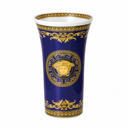 Rosenthal Versace Medusa Blue Vase av modern design porslin 26cm Viadurini