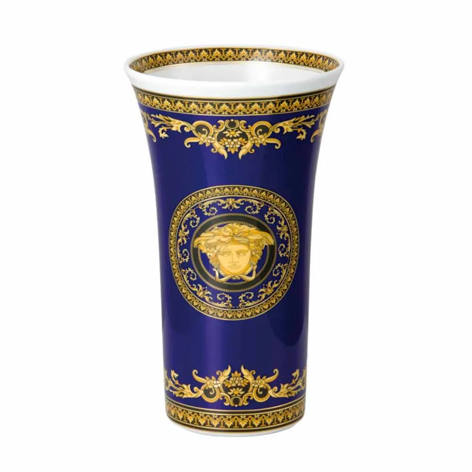 Rosenthal Versace Medusa Blue Vase av modern design porslin 26cm Viadurini