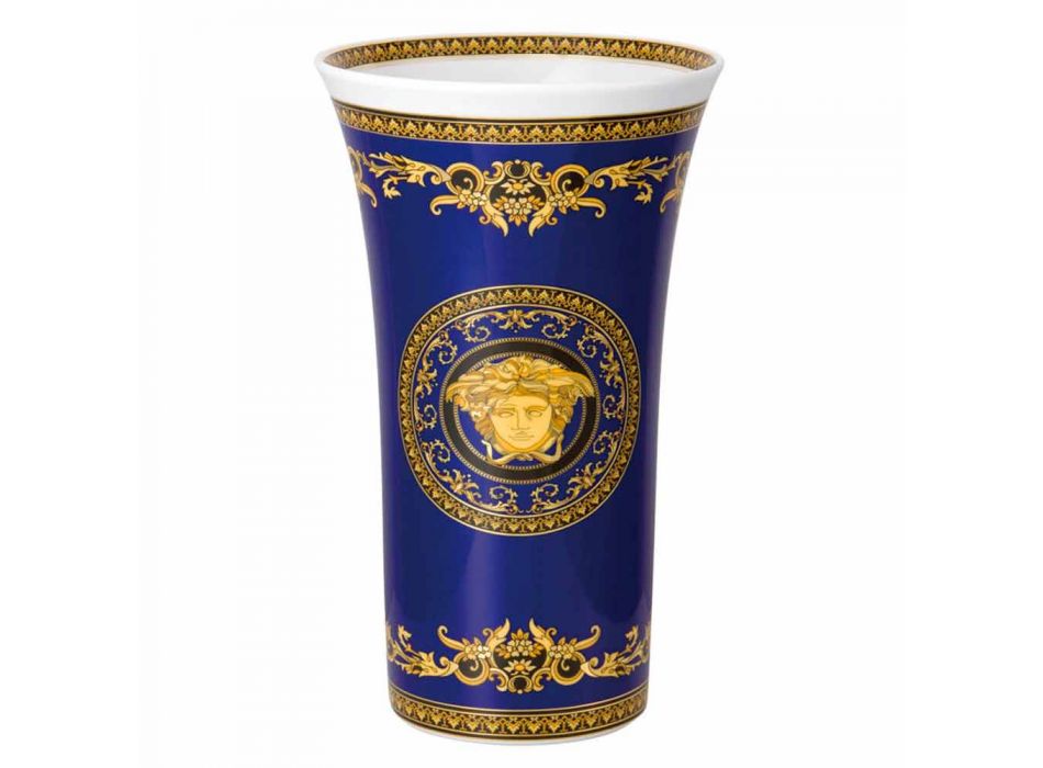 Rosenthal Versace Medusa Blue Vase av modern design porslin 34cm Viadurini