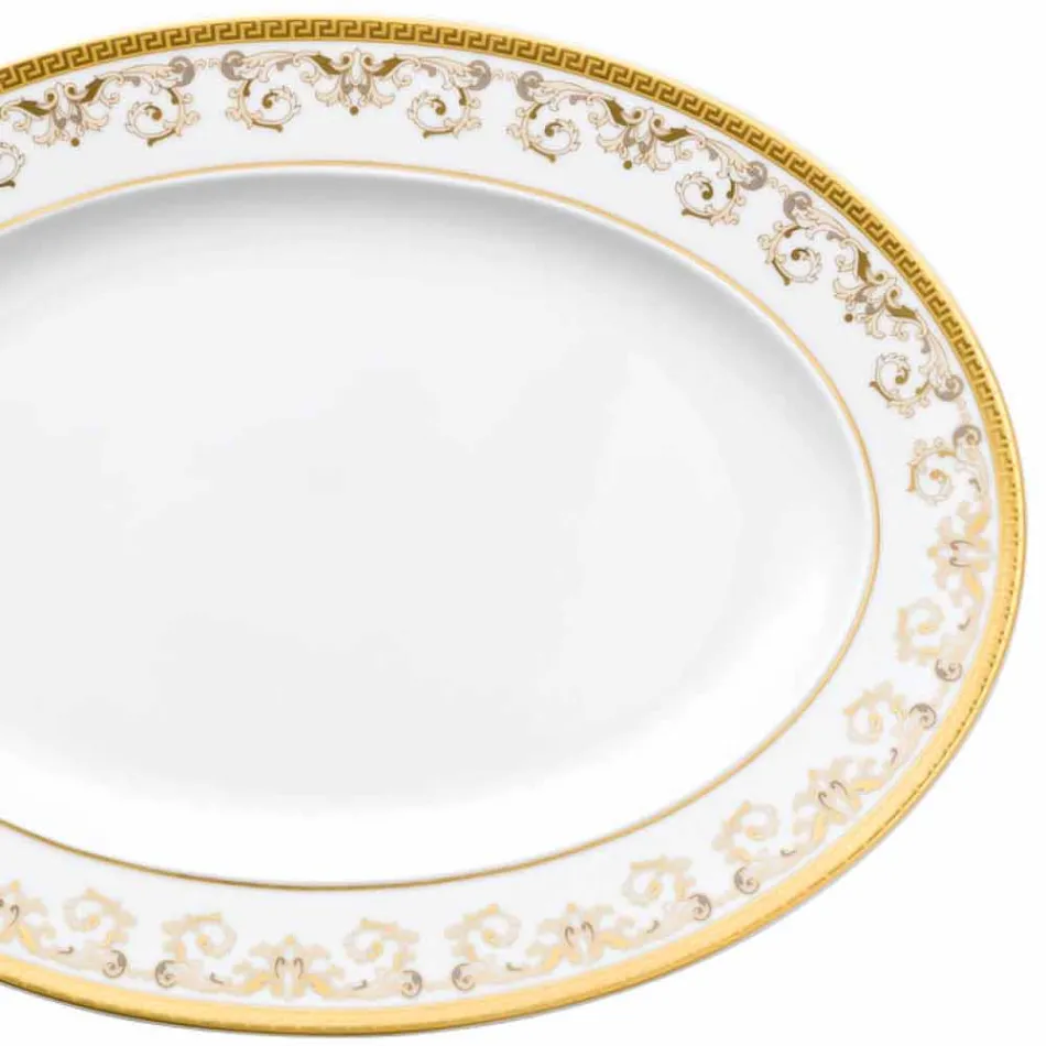 Rosenthal Versace Medusa Gala Gold 34cm porslin oval platta konstruktion Viadurini