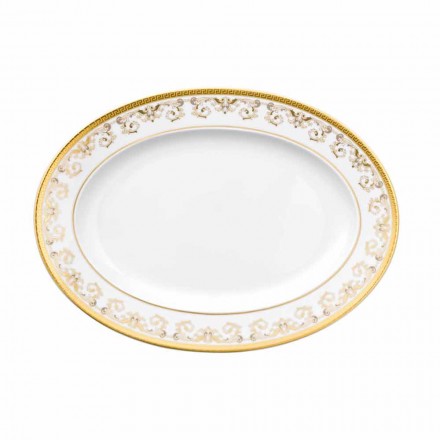 Rosenthal Versace Medusa Gala Gold 34cm porslin oval platta konstruktion Viadurini