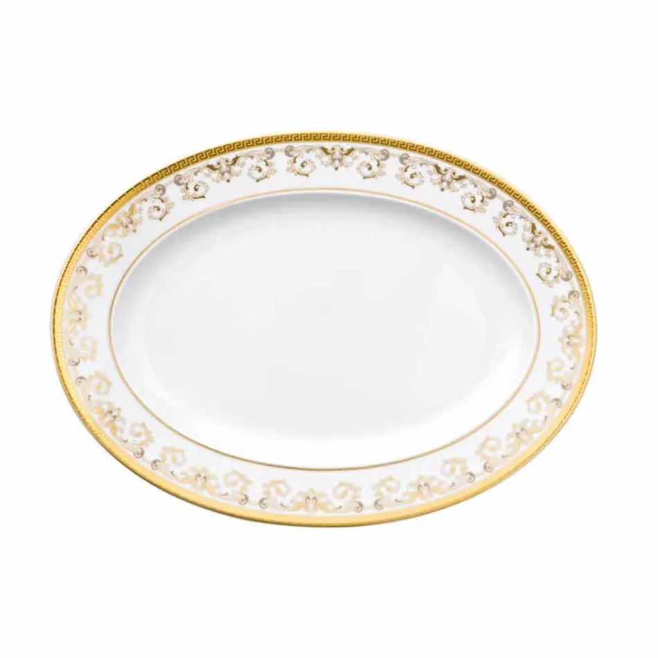 Rosenthal Versace Medusa Gala Gold 34cm porslin oval platta konstruktion Viadurini