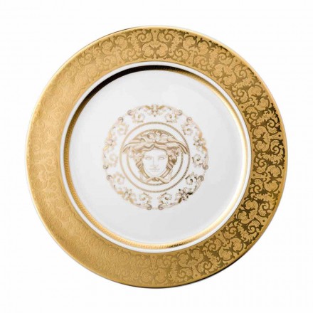 Rosenthal Versace Medusa Gala Gold platshållare Plate 30cm porslin Viadurini