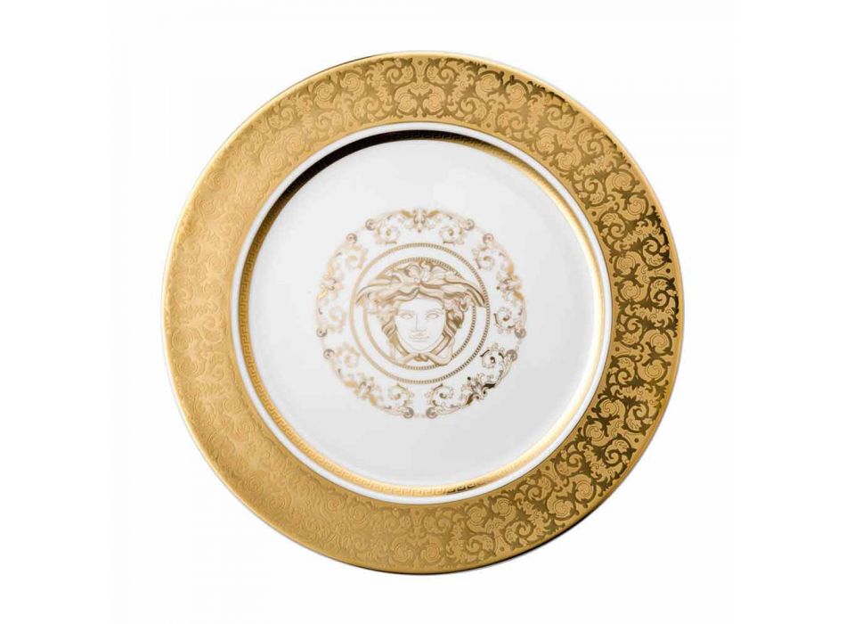 Rosenthal Versace Medusa Gala Gold platshållare Plate 30cm porslin Viadurini