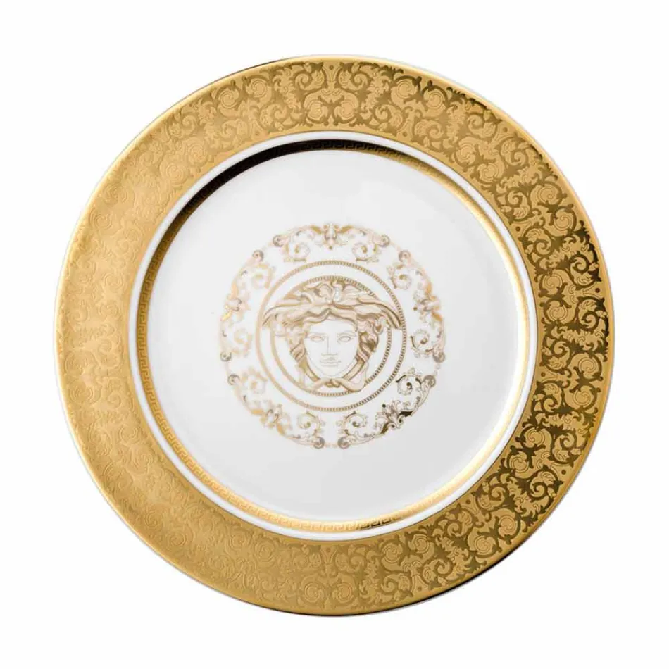 Rosenthal Versace Medusa Gala Gold platshållare Plate 30cm porslin Viadurini