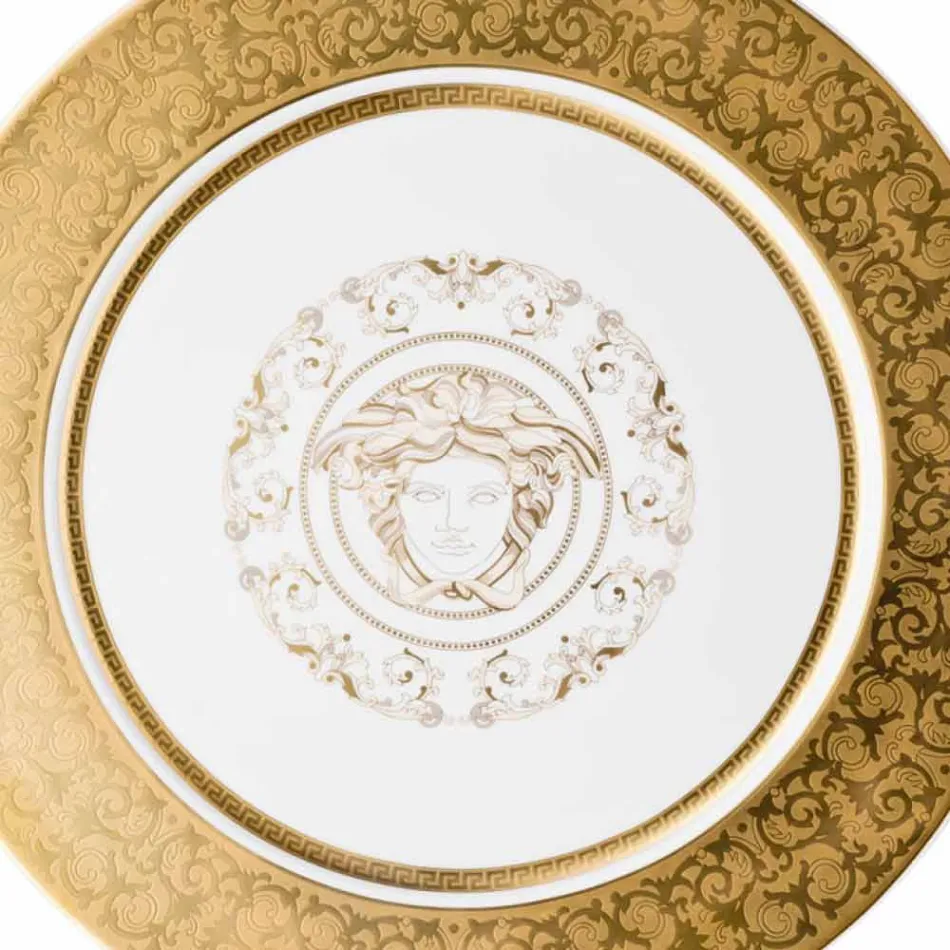 Rosenthal Versace Medusa Gala Gold platshållare Plate 33cm porslin Viadurini
