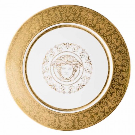 Rosenthal Versace Medusa Gala Gold platshållare Plate 33cm porslin Viadurini