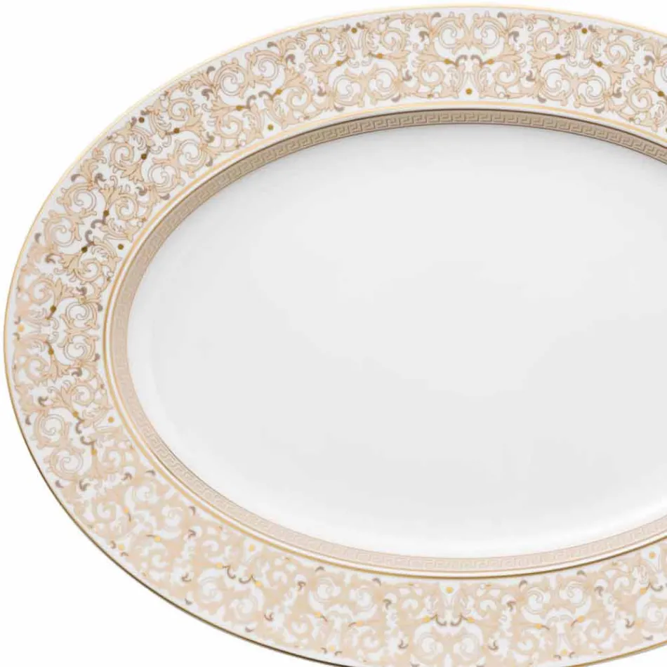 Rosenthal Versace Medusa Gala 40cm porslin oval platta konstruktion Viadurini