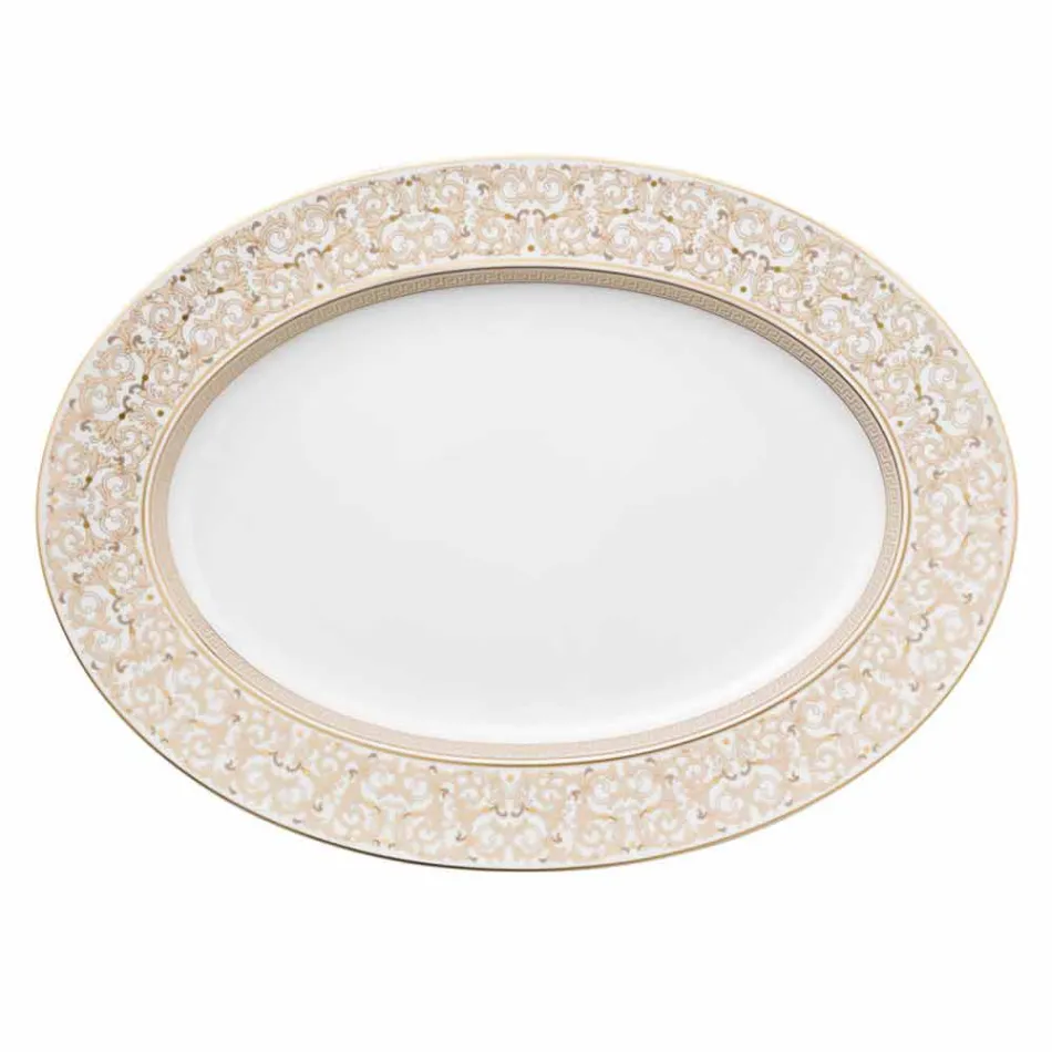 Rosenthal Versace Medusa Gala 40cm porslin oval platta konstruktion Viadurini