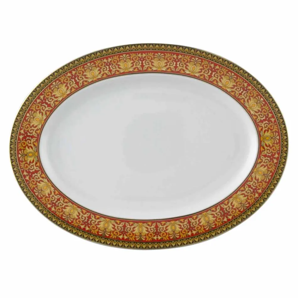Rosenthal Versace Medusa Red Oval maträtt 40cm Porslin Design Viadurini