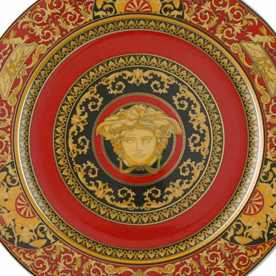 Rosenthal Versace Medusa Red Plate hållare 30cm porslin Viadurini