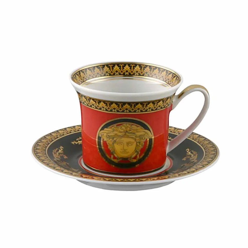 Rosenthal Versace Medusa Red espressokopp utformning porslin Viadurini