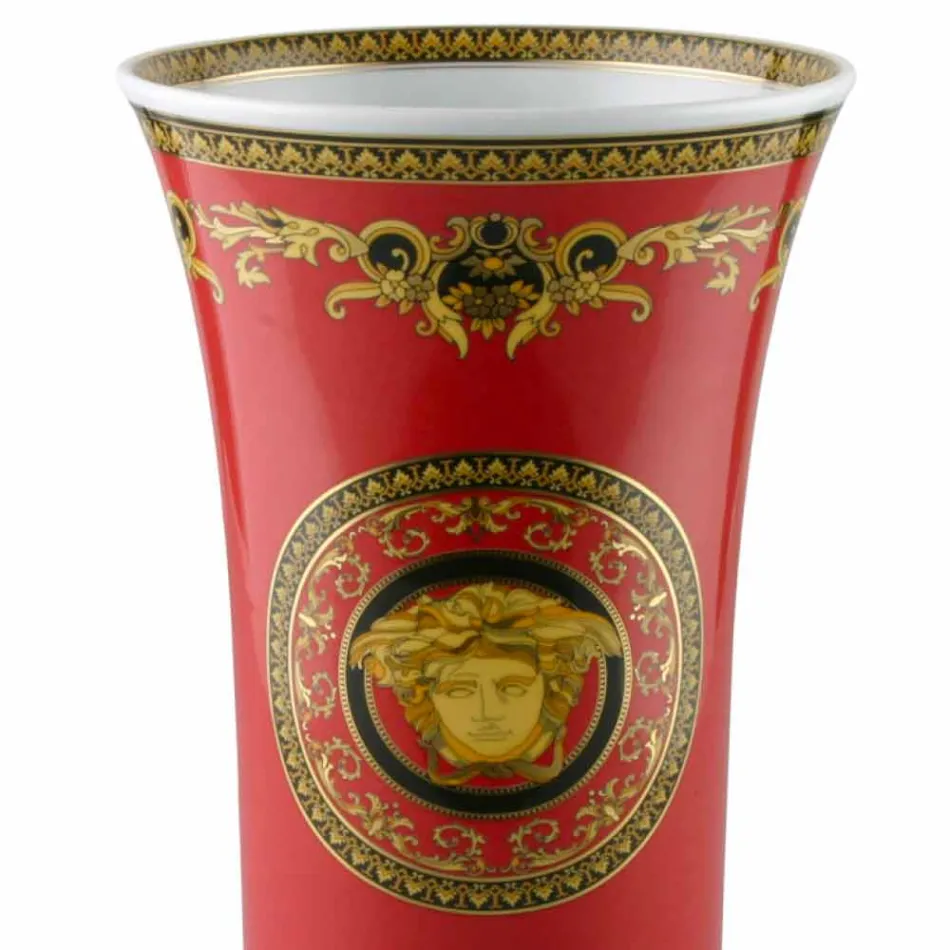 Rosenthal Versace Medusa Red Vase av modern design porslin 34cm Viadurini
