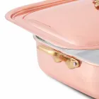 Roaster och rektangulärt lock i handförtenn koppar 40x30 cm - Mariateresa Viadurini