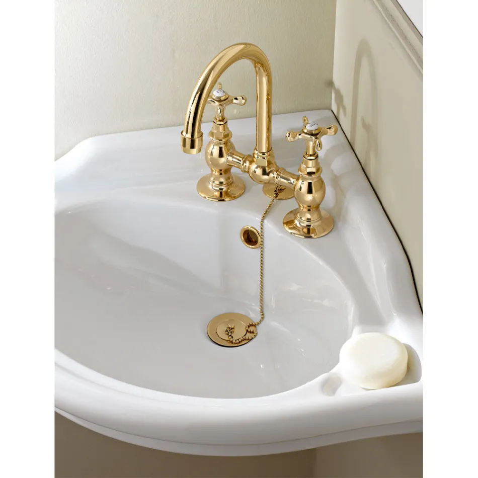 Klassisk handgjord bryggkran i mässing för handfat - Fioretta Viadurini