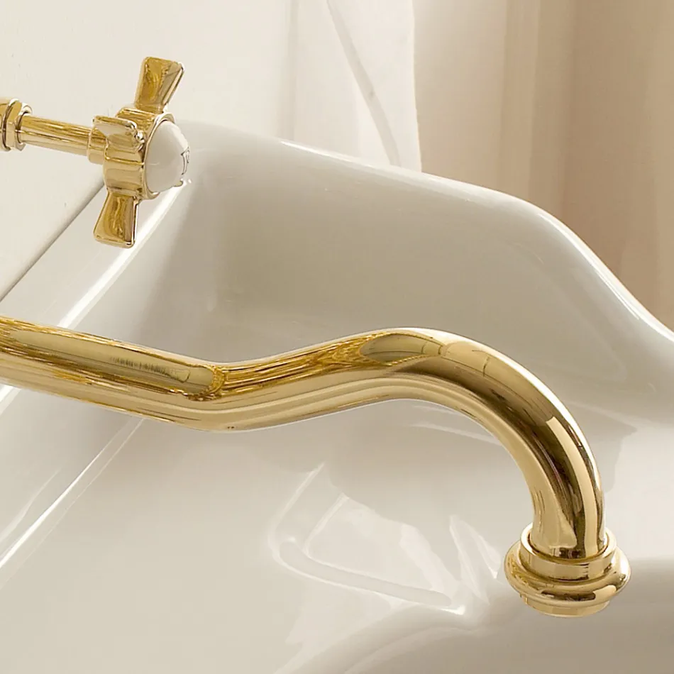 Design och vintage väggmonterad handfat/diskbänkskran tillverkad i Italien Viadurini