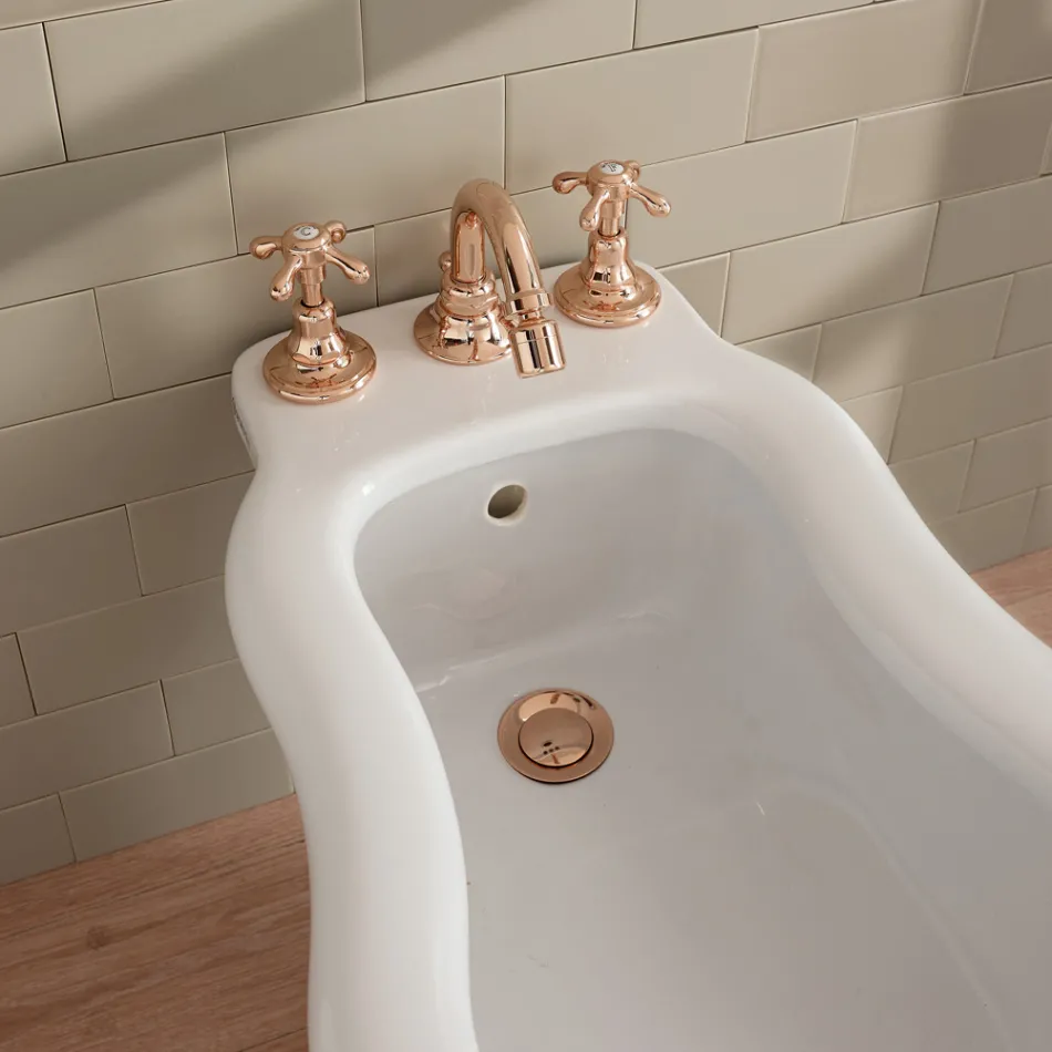 3-håls bidétapp vintagestil i mässing Tillverkad i Italien - Klarisa Viadurini