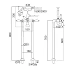 Golvstående badkarskran med handdusch i mässing tillverkad i Italien - Noriana Viadurini