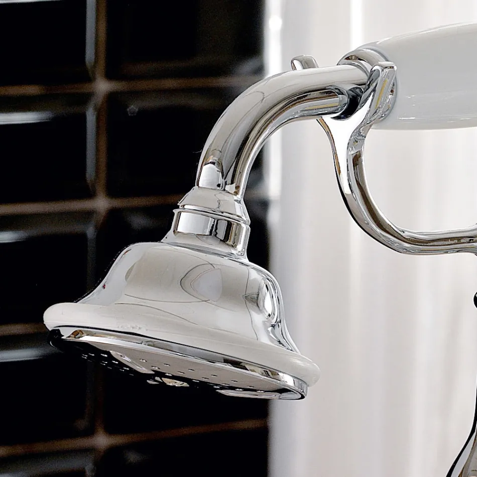 Golvstående badkarskran med handdusch i mässing tillverkad i Italien - Noriana Viadurini