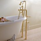 Klassisk mässing golvmonterad badkarskran med handdusch - Fioretta Viadurini