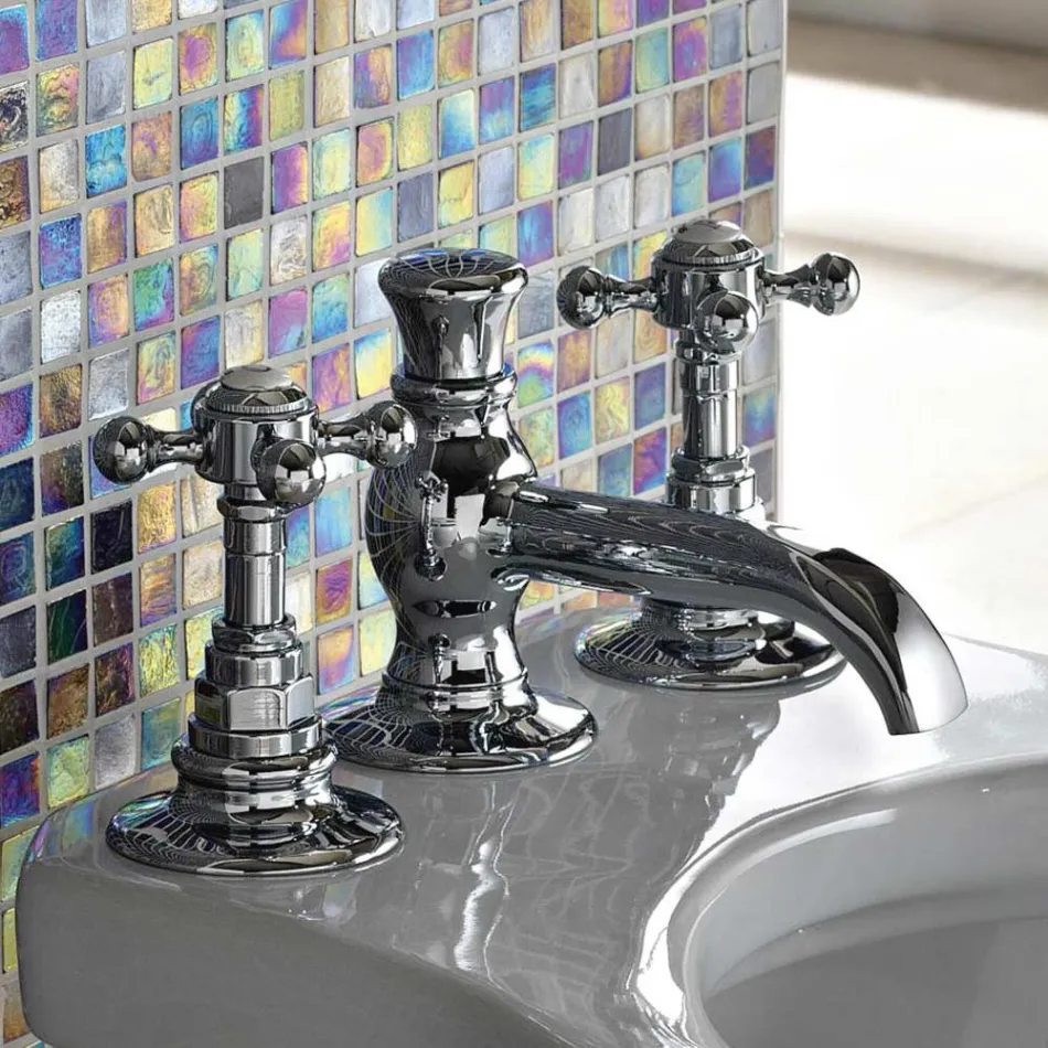 Vintage 3-håls bidétapp i mässing tillverkad i Italien - Elisea Viadurini