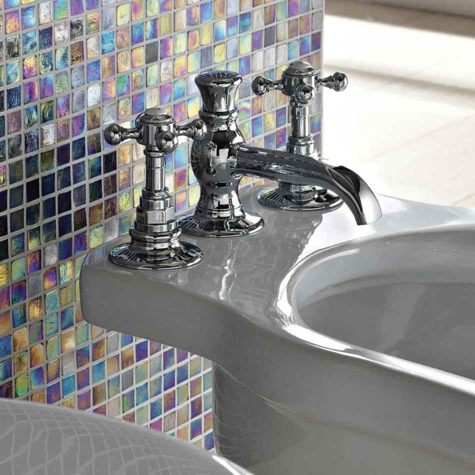 Vintage 3-håls bidétapp i mässing tillverkad i Italien - Elisea Viadurini