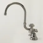 3-håls handfatskran i mässing med hög pip och avlopp - Ercolina Viadurini