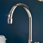 3-håls handfatskran i mässing med hög pip och avlopp - Ercolina Viadurini