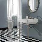 3-håls handfatskran i mässing med hög pip och avlopp - Ercolina Viadurini