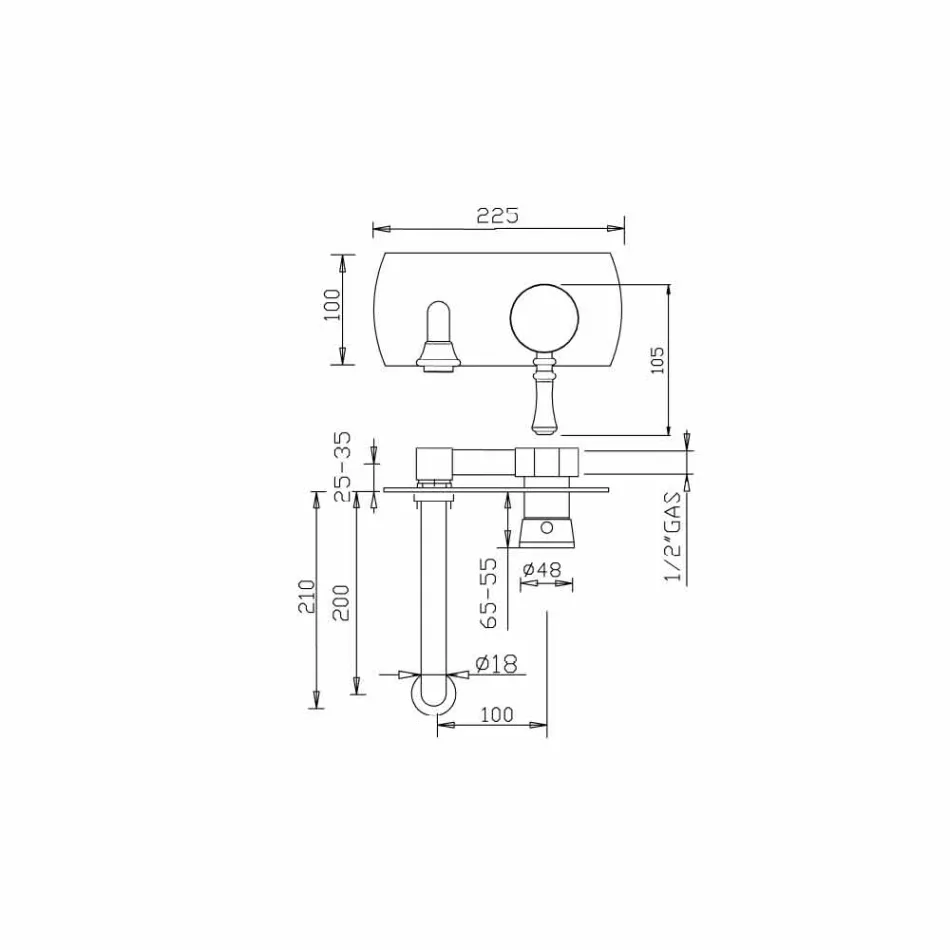 Tillverkad i Italien Design Single Plate Wall Mixer Tap - Neno Viadurini