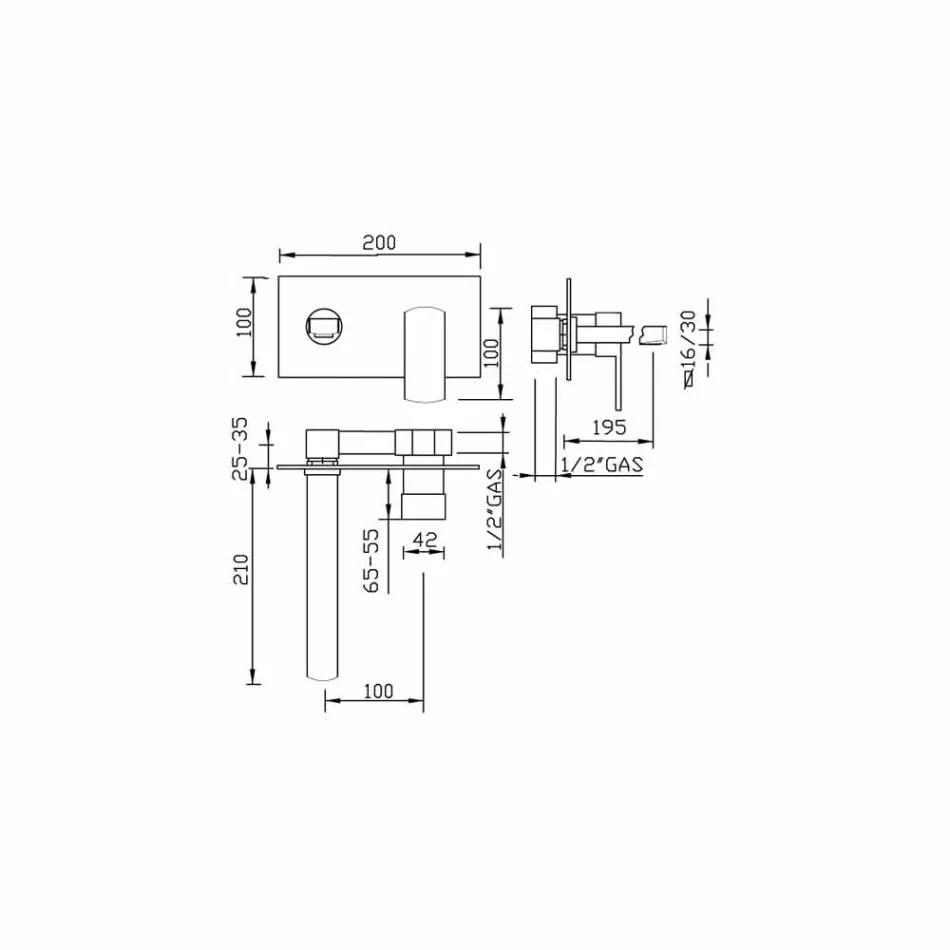 Väggblandare för design, enkelplåt tillverkad i Italien - Sika Viadurini