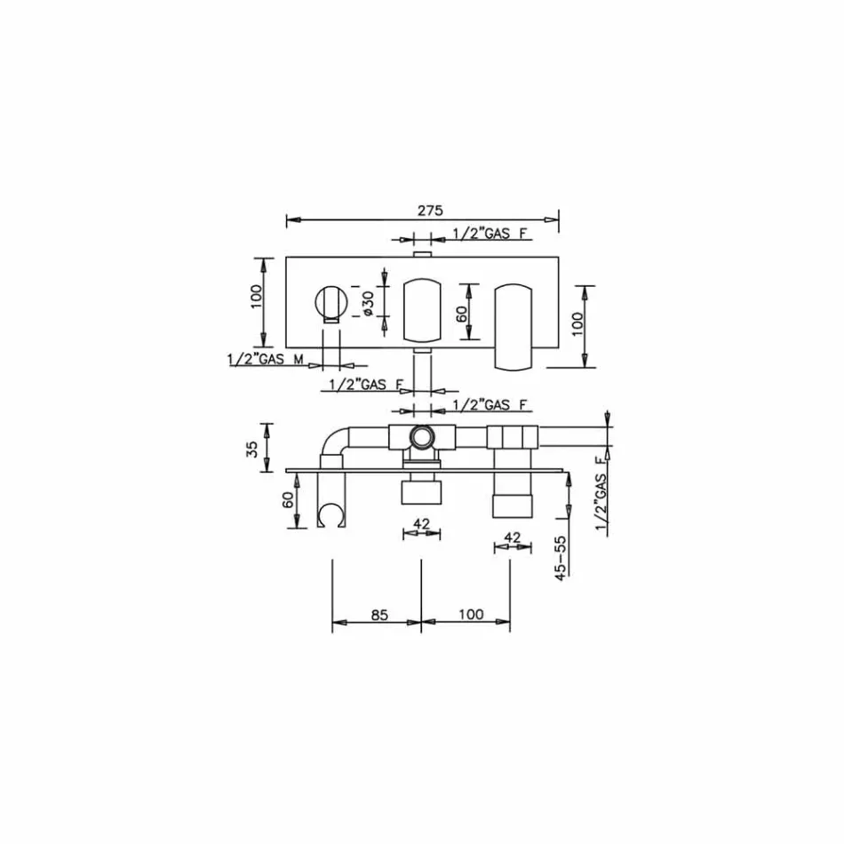 Design Duschblandare med 3-vägs avledare tillverkad i Italien - Sika Viadurini