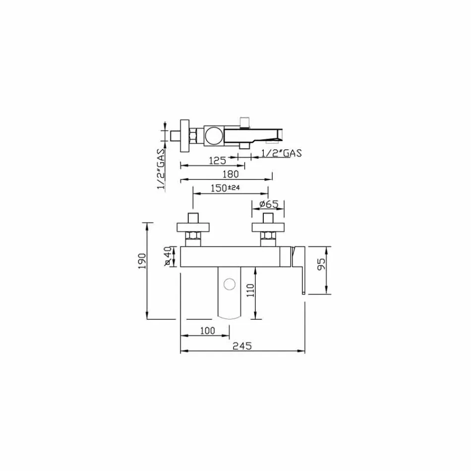 Extern blandare för badkar Tillverkad i Italien Mässing - Sika Viadurini
