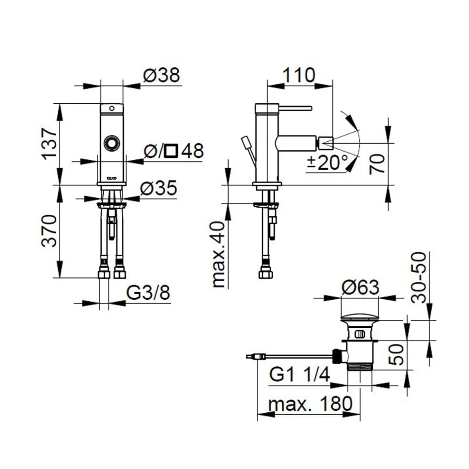 Bidéblandare i mässing, rund design - Antilio Viadurini