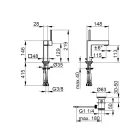 Fyrkantig design mässing 1-grepps tvättställsblandare - Erik Viadurini
