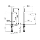 Fyrkantig design mässing 1-grepps tvättställsblandare - Erik Viadurini