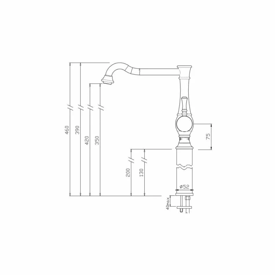 Blandningsblandare med hög tunn design och handfat tillverkad i Italien - Neno Viadurini
