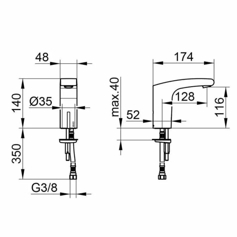 Modernt badrumsvattenkran för metall med infraröd sensor - Gonzo Viadurini