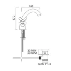 Handfatskran för badrum med ett hål i mässing med avlopp i klassisk stil - Ercolina Viadurini