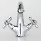 Handfatskran för badrum med ett hål i mässing med avlopp i klassisk stil - Ercolina Viadurini