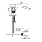 Enkelhåls bidétapp i mässing med klassiska fjärilshandtag - Fioretta Viadurini