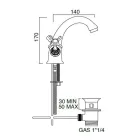Enkelhåls vaskkran i mässing med klassiska fjärilshandtag - Fioretta Viadurini