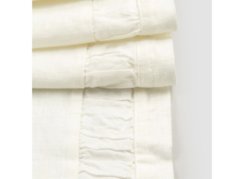 Löpare i naturligt vitt tungt linne med italiensk lyxprägling - Limao Viadurini